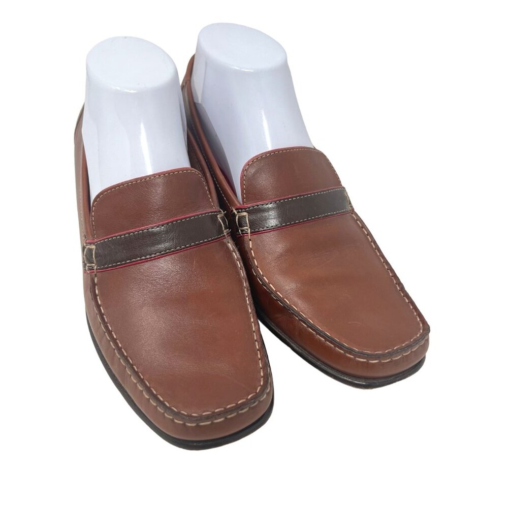 Cole Haan Womens Shardae Moc Loafer Nutmeg Brown Red Accent Size 9B